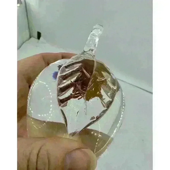 VTG 1981 St. Clair Maude And Bob Clear Apple Glass Paperweight Signed 4x2” - Picture 4 of 9